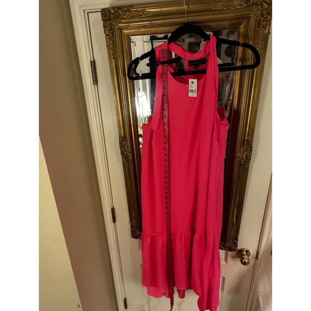 NWT Lane Bryant Pink Halter Top Tied Neck Ruffle Sleeveless Summer Dress